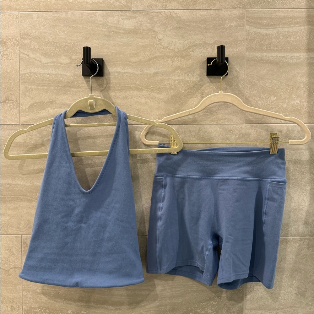 437 French Blue Halter Top and Shorts Set